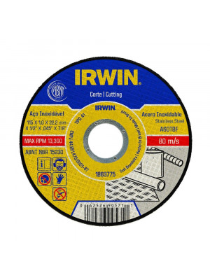 DISCO DE CORTE 115 X 1,0 X 22,2 INOX IRWIN